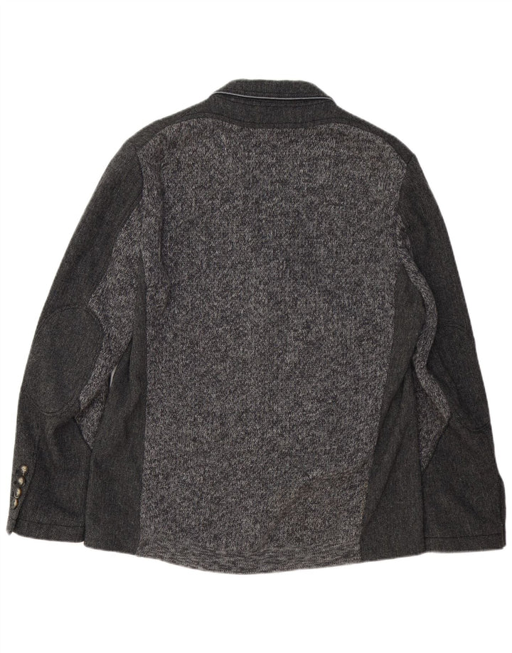 HUGO BOSS Veste Blazer 3 Boutons Homme EU 50 Grand Gris Chevrons