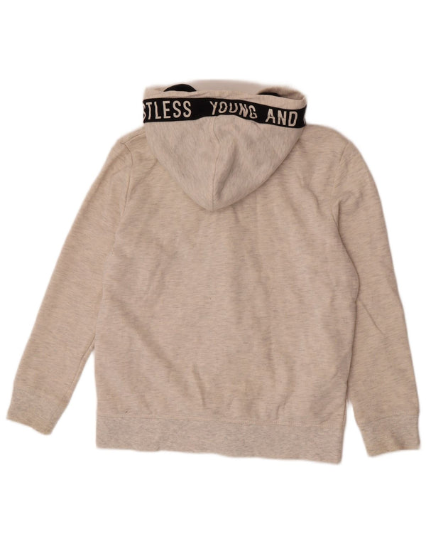 Zara Pull à capuche zippé graphique pour garçon 11-12 ans Blanc cassé moucheté
