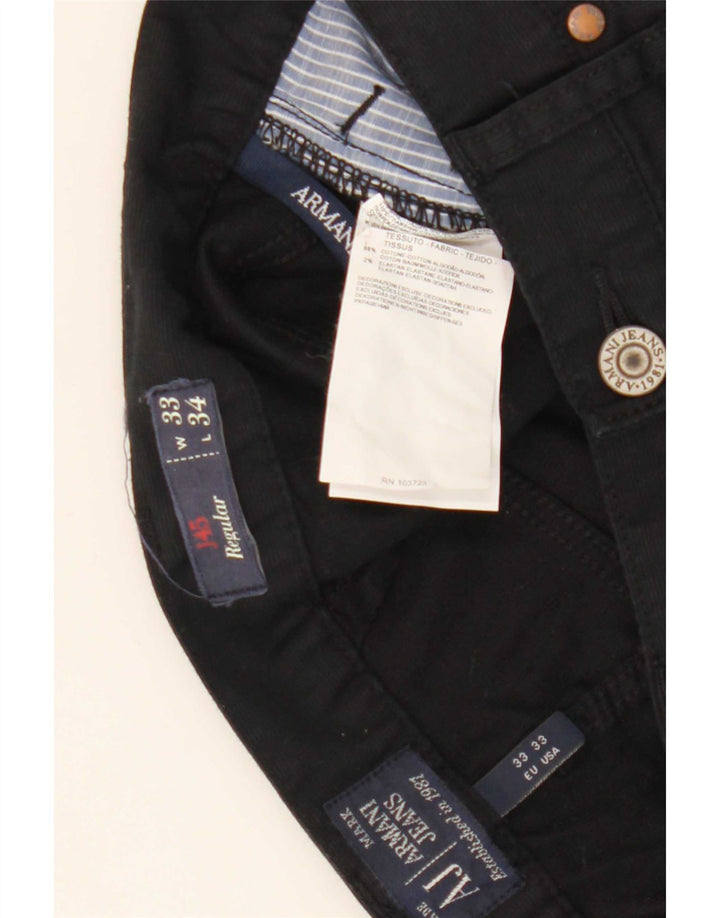Armani Pantalon décontracté régulier pour homme W33 L27 Coton noir