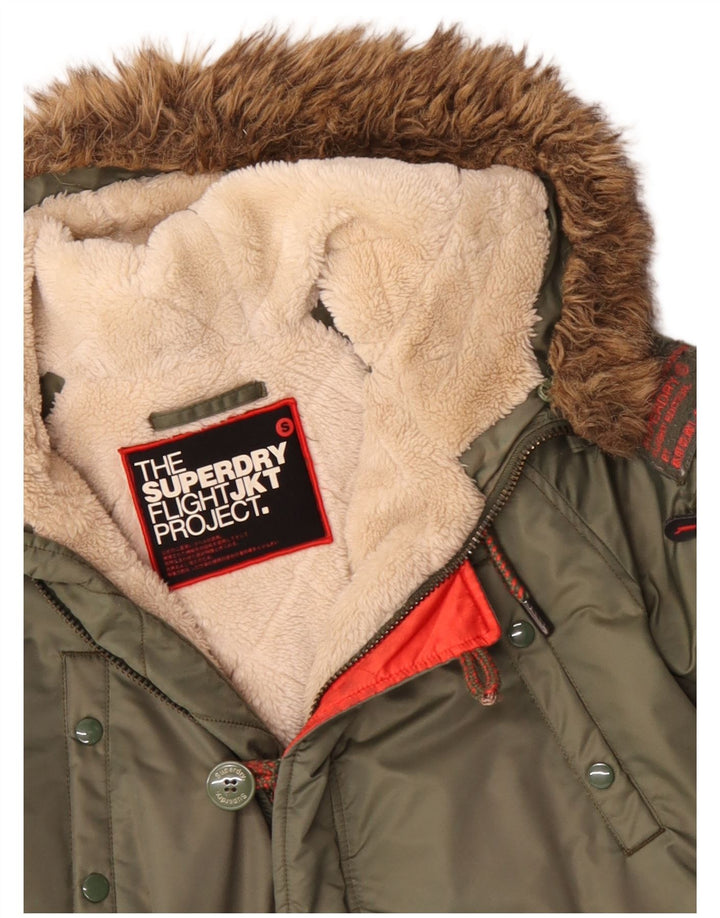 SUPERDRY Parka à capuche pour homme UK 36 Small Vert Nylon