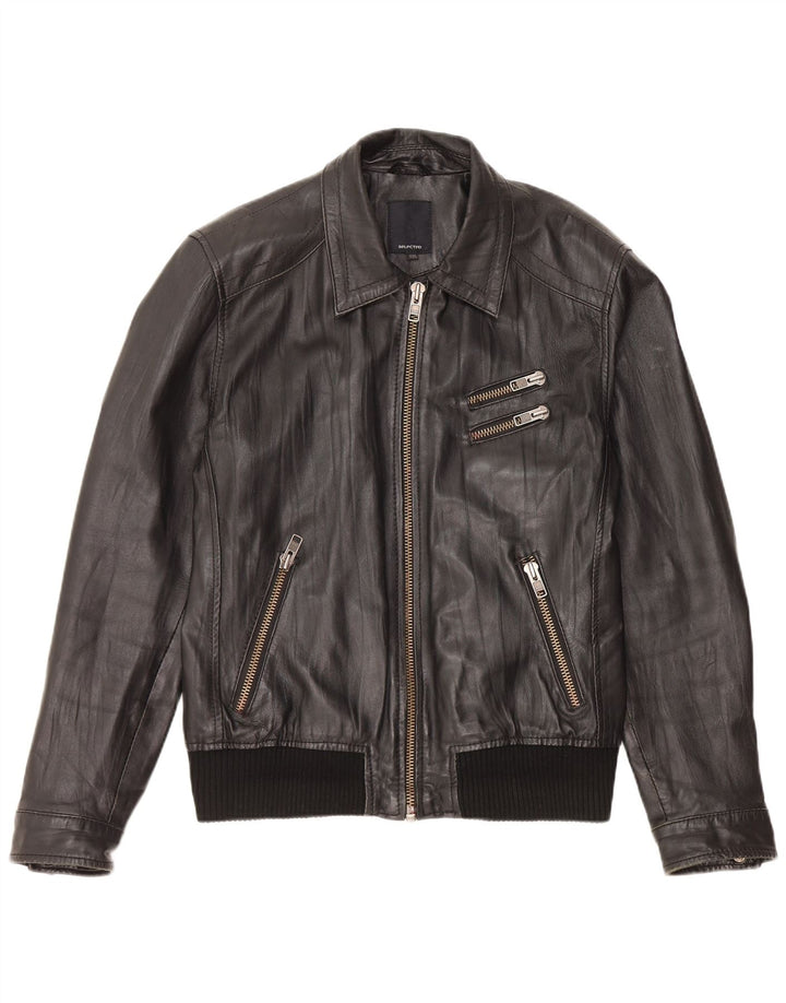 Selected Veste en cuir pour femme UK 20 2XL Cuir noir