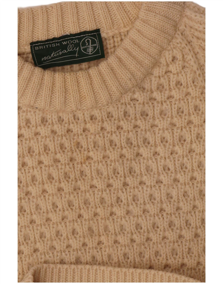 vintage Mens Boat Neck Jumper Pull Grande Laine Beige