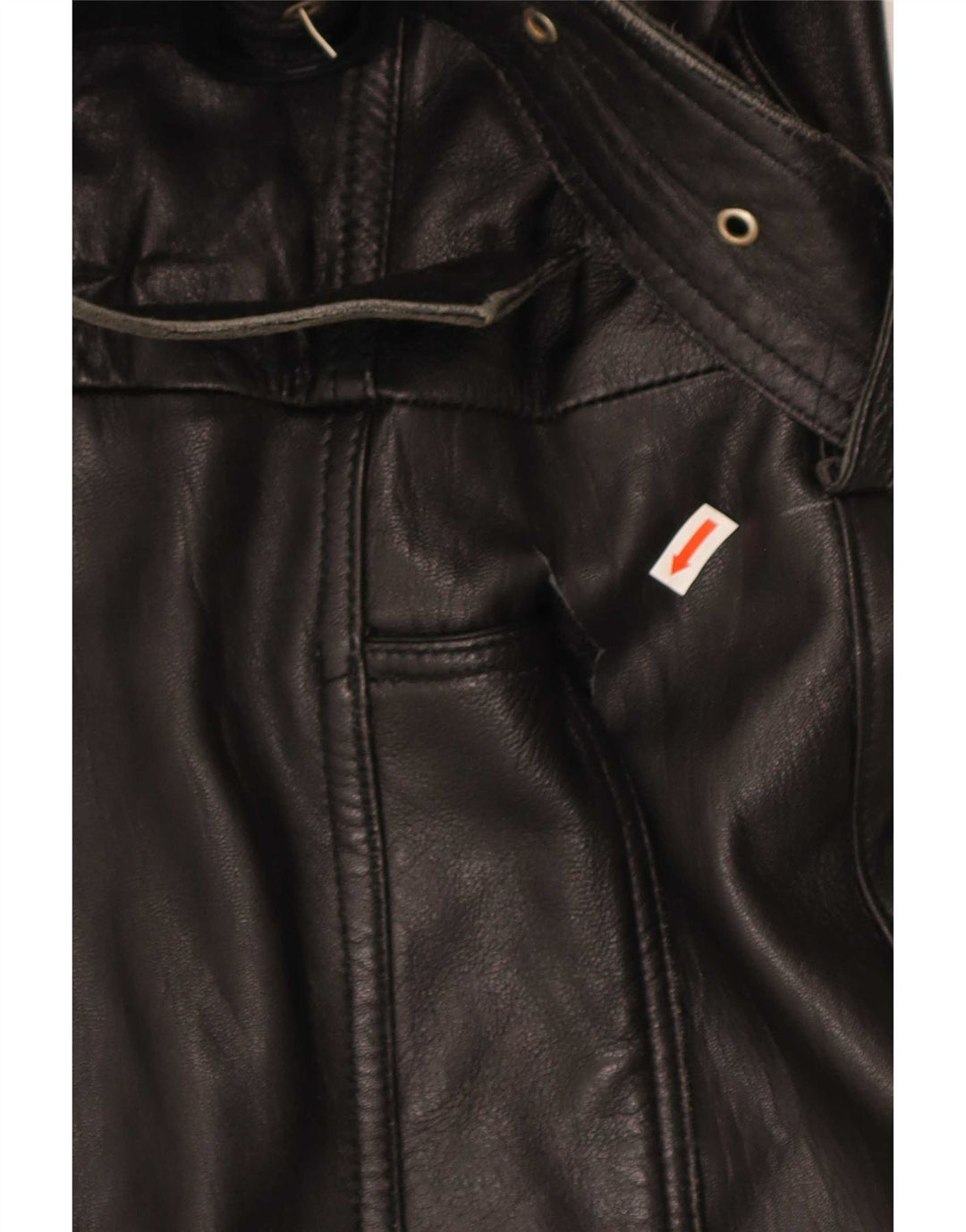 manteau en cuir femme vintage UK 16 Grand Noir