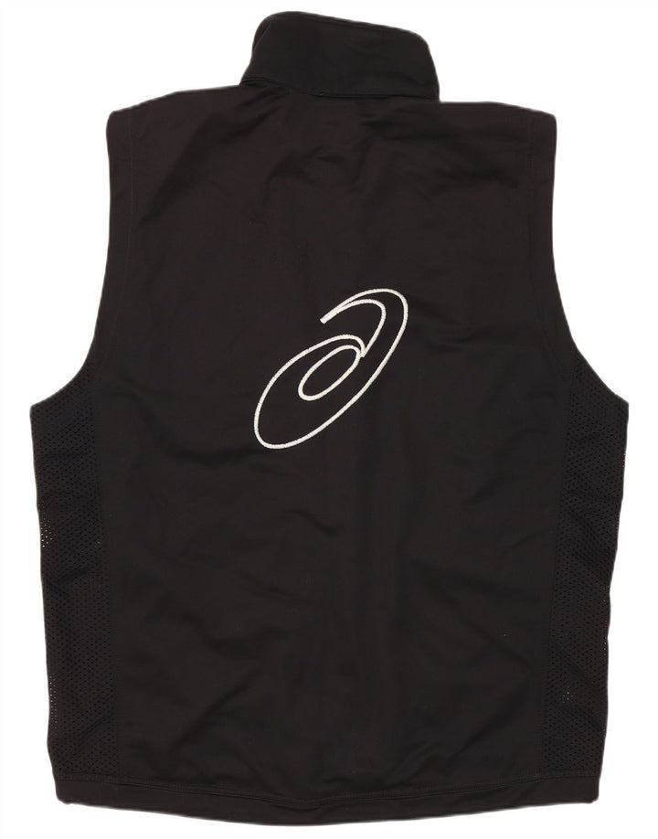 Asics Veste de survêtement sans manches graphique pour hommes, grand noir