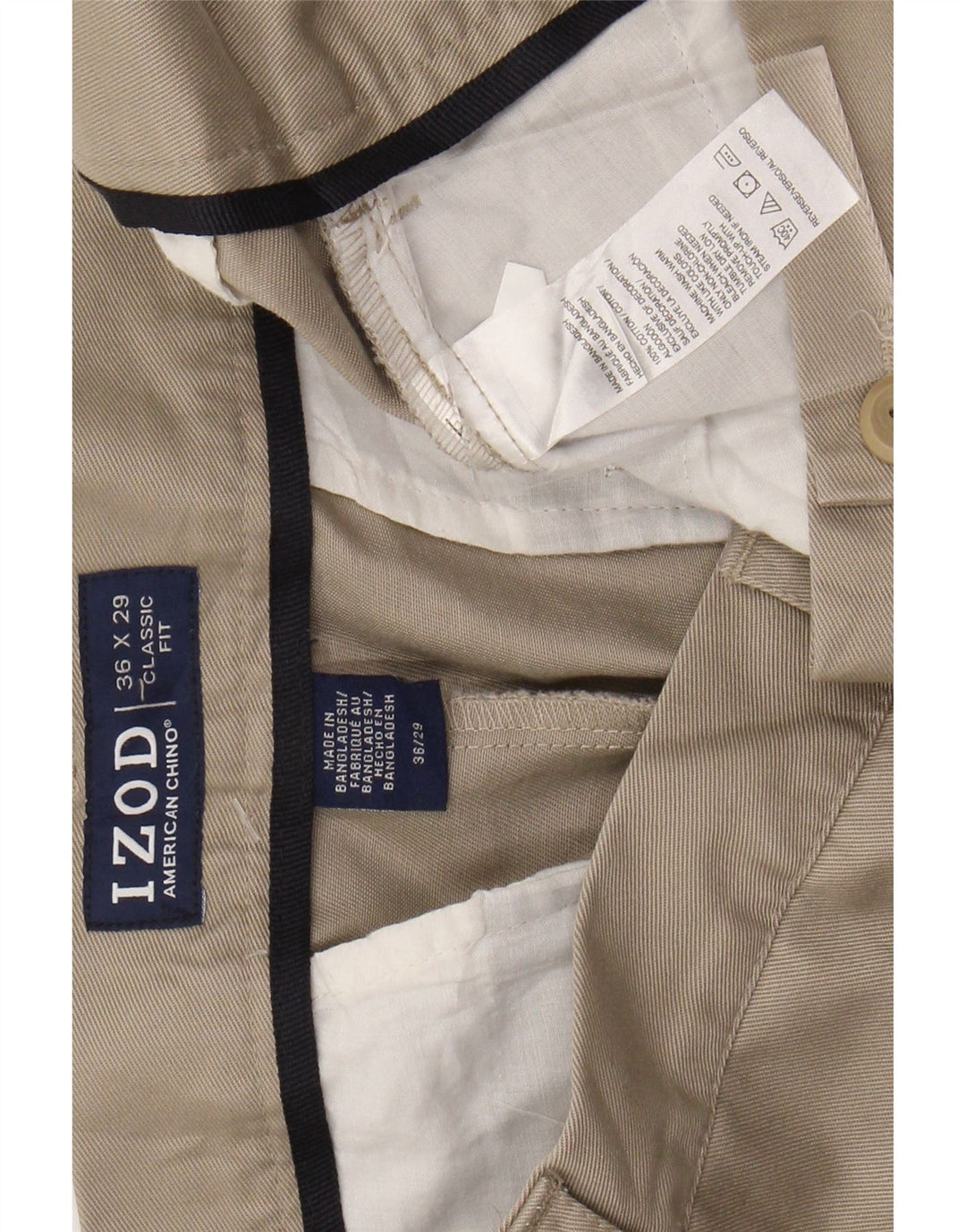 IZOD Pantalon Chino Droit Coupe Classique Homme W36 L29 Coton Beige