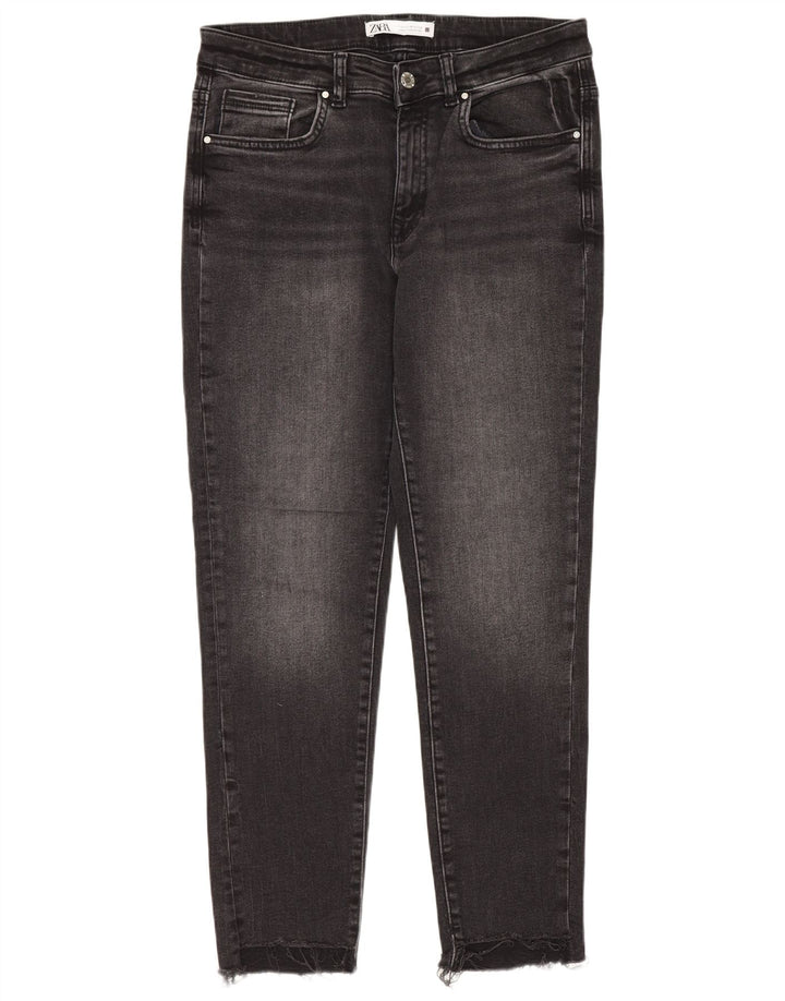 ZARA Jeans Slim Femme EU 42 Large W32 L27 Noir