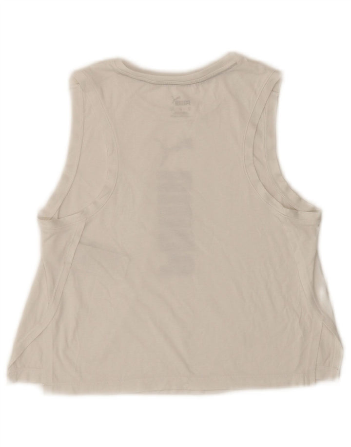 Puma Débardeur court graphique pour femme UK 6 XS Blanc Polyester