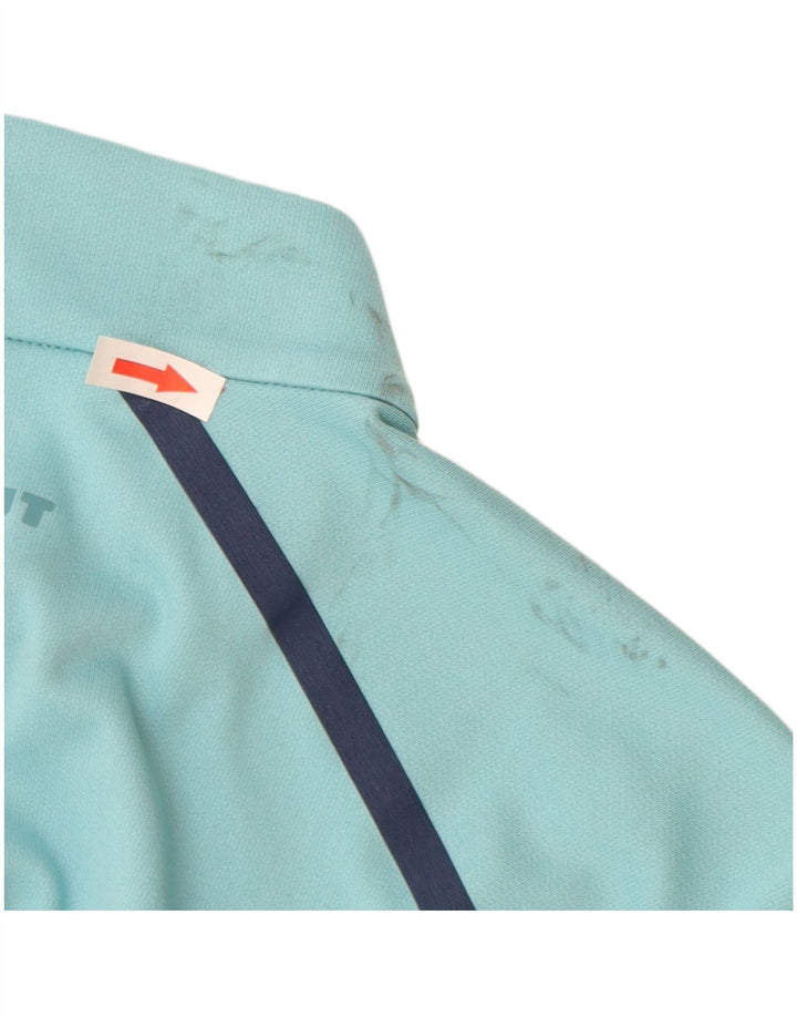 Mammut Hommes Polartec Zip Neck T-Shirt Top Large Bleu Polyester