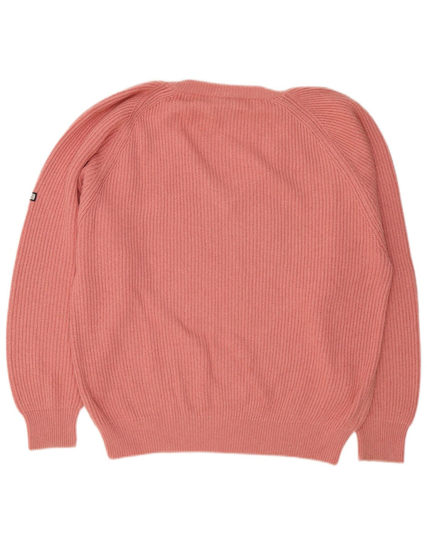 Navigare Pull surdimensionné à col en V pour femme UK 14 en coton rose moyen