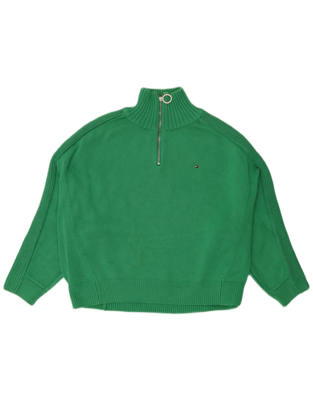 Tommy Hilfiger Pull surdimensionné à col zippé pour femme UK 14 Vert moyen