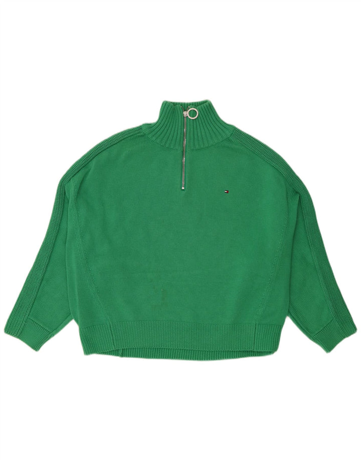 Tommy Hilfiger Pull surdimensionné à col zippé pour femme UK 14 Vert moyen