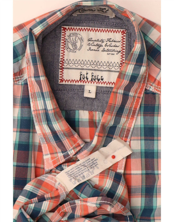 Fat Face Chemise à manches courtes pour homme en coton à carreaux multicolores