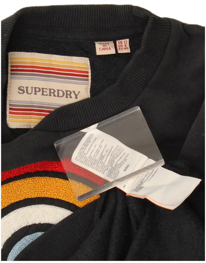 Superdry Sweat-shirt surdimensionné graphique pour femme UK 12 Noir moyen