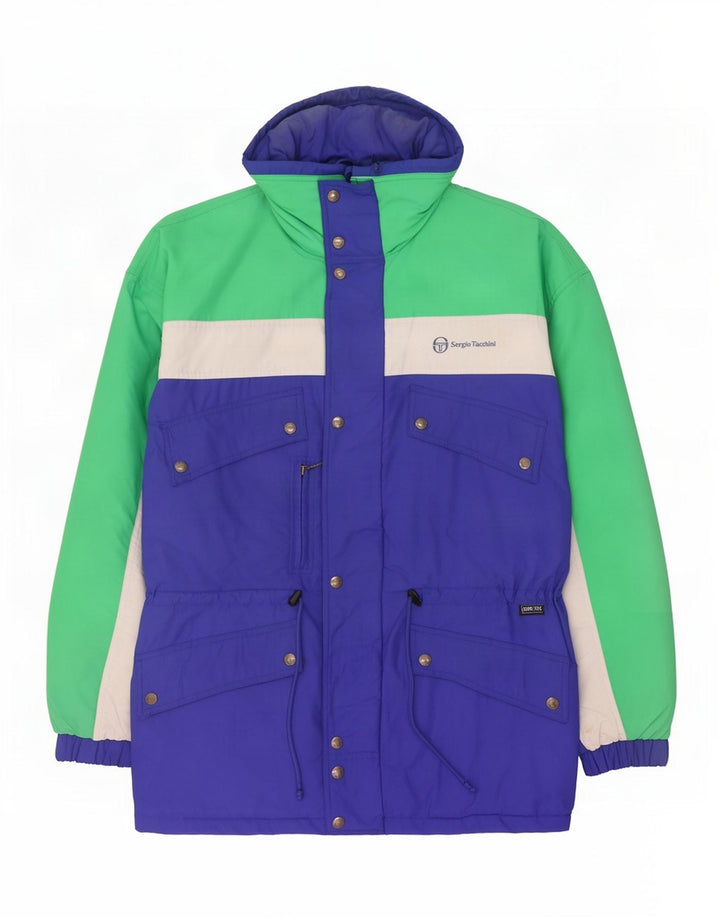 Sergio Tacchini Veste de ski à capuche pour homme IT 54 2XL Bleu Colourblock Polyamide