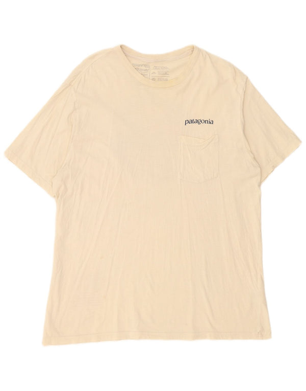 Patagonia Hommes Regular Fit Graphic T-Shirt Top Large Beige