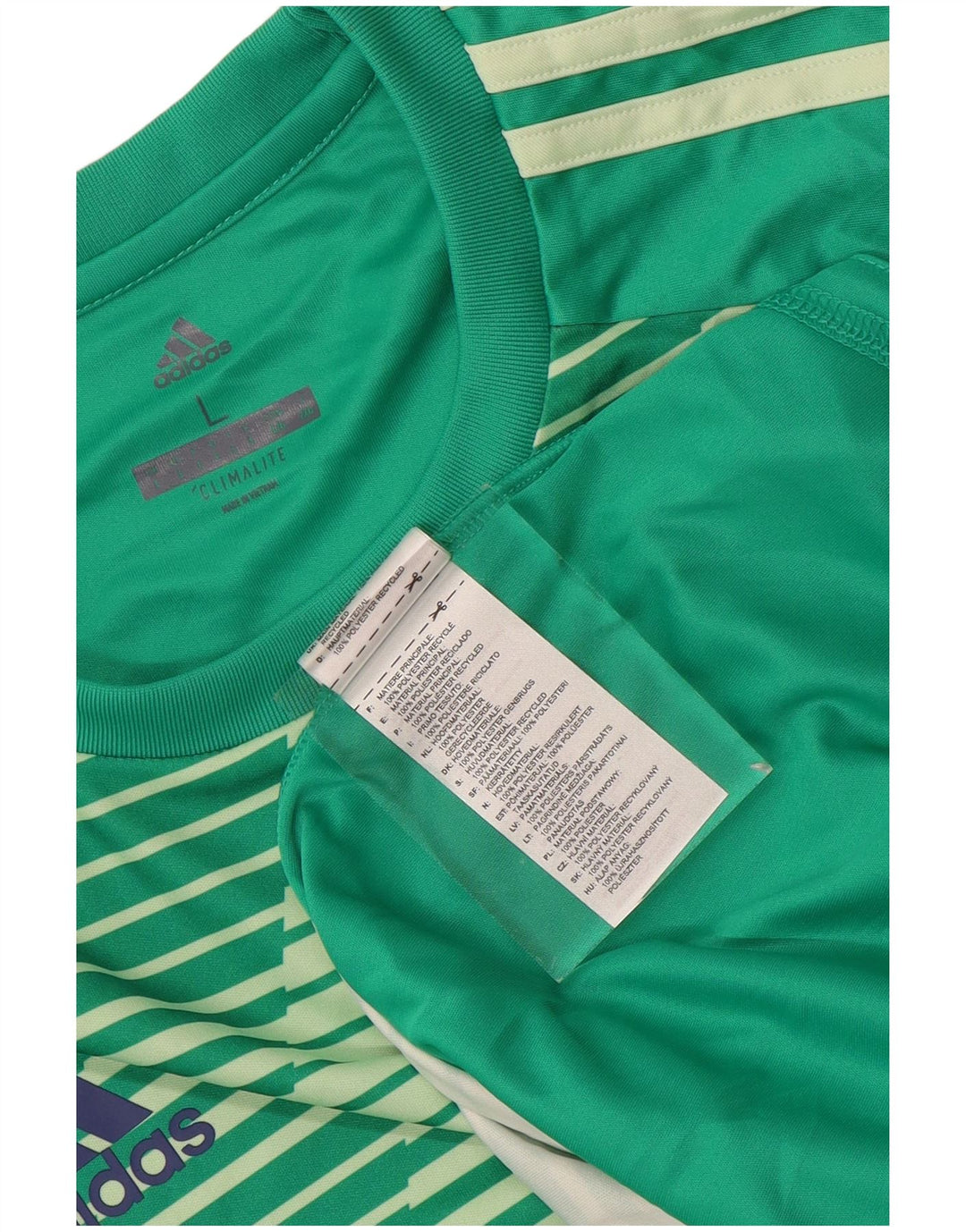 ADIDAS Hommes Climalite T-Shirt Haut Grand Vert Rayé Polyester