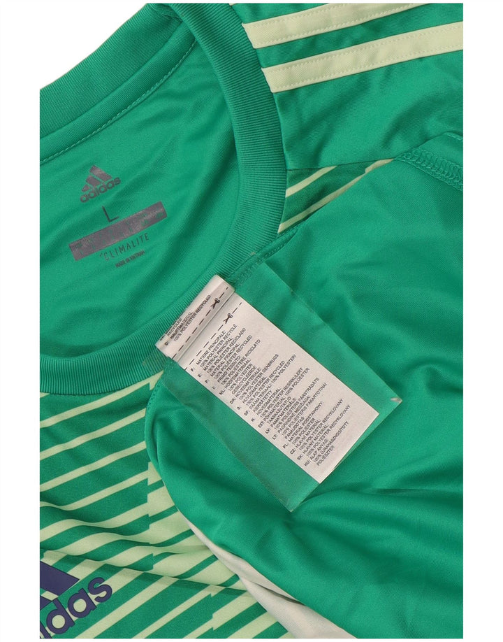 ADIDAS Hommes Climalite T-Shirt Haut Grand Vert Rayé Polyester