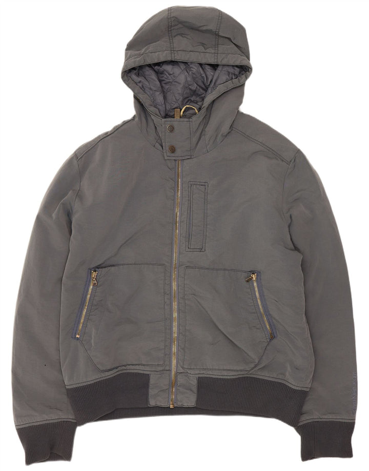 Calvin Klein Jeans Veste bomber à capuche pour homme UK 44 2XL Gris Polyester