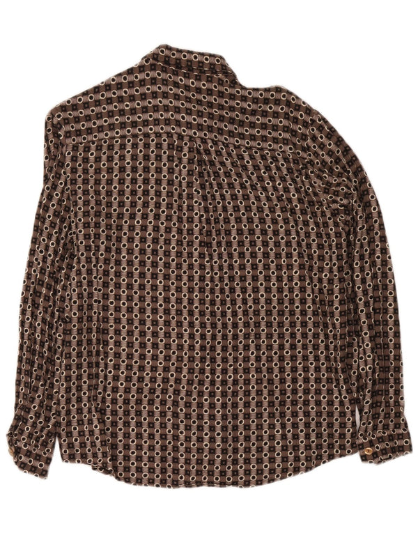 Chemise Garçon Vintage 15-16 ans XL Marron Géométrique