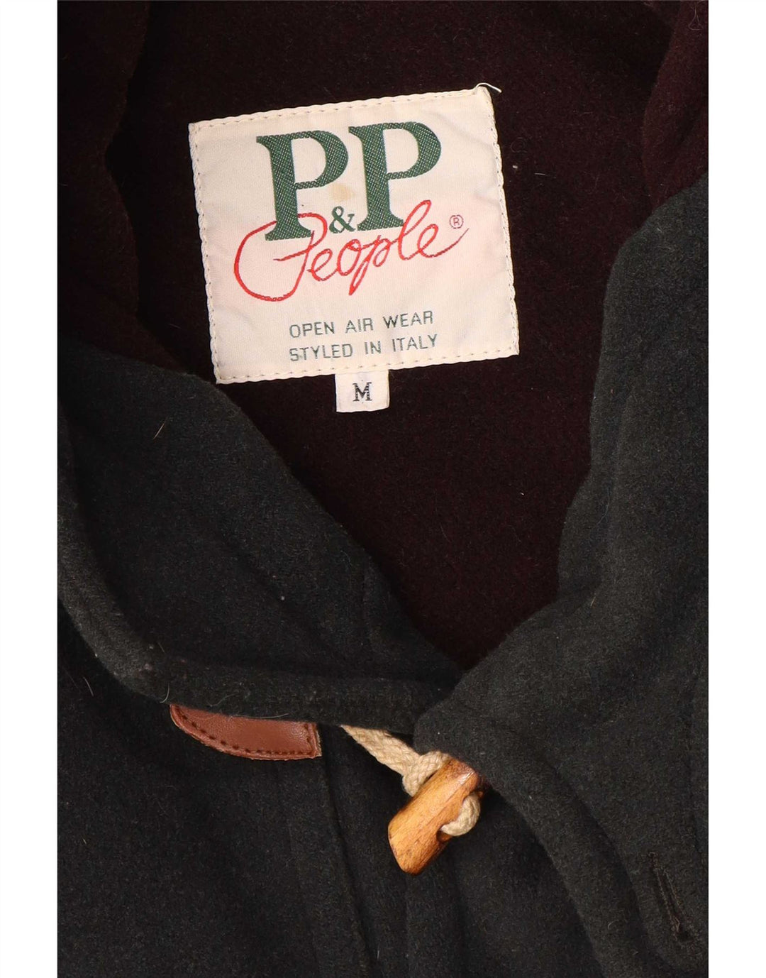 P&P People Duffle Coat à capuche pour homme UK 38 Laine vert moyen
