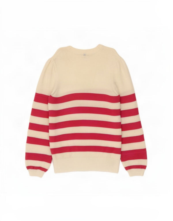 Crew Clothing Pull col bateau pour femme UK 14 Medium Blanc rayé