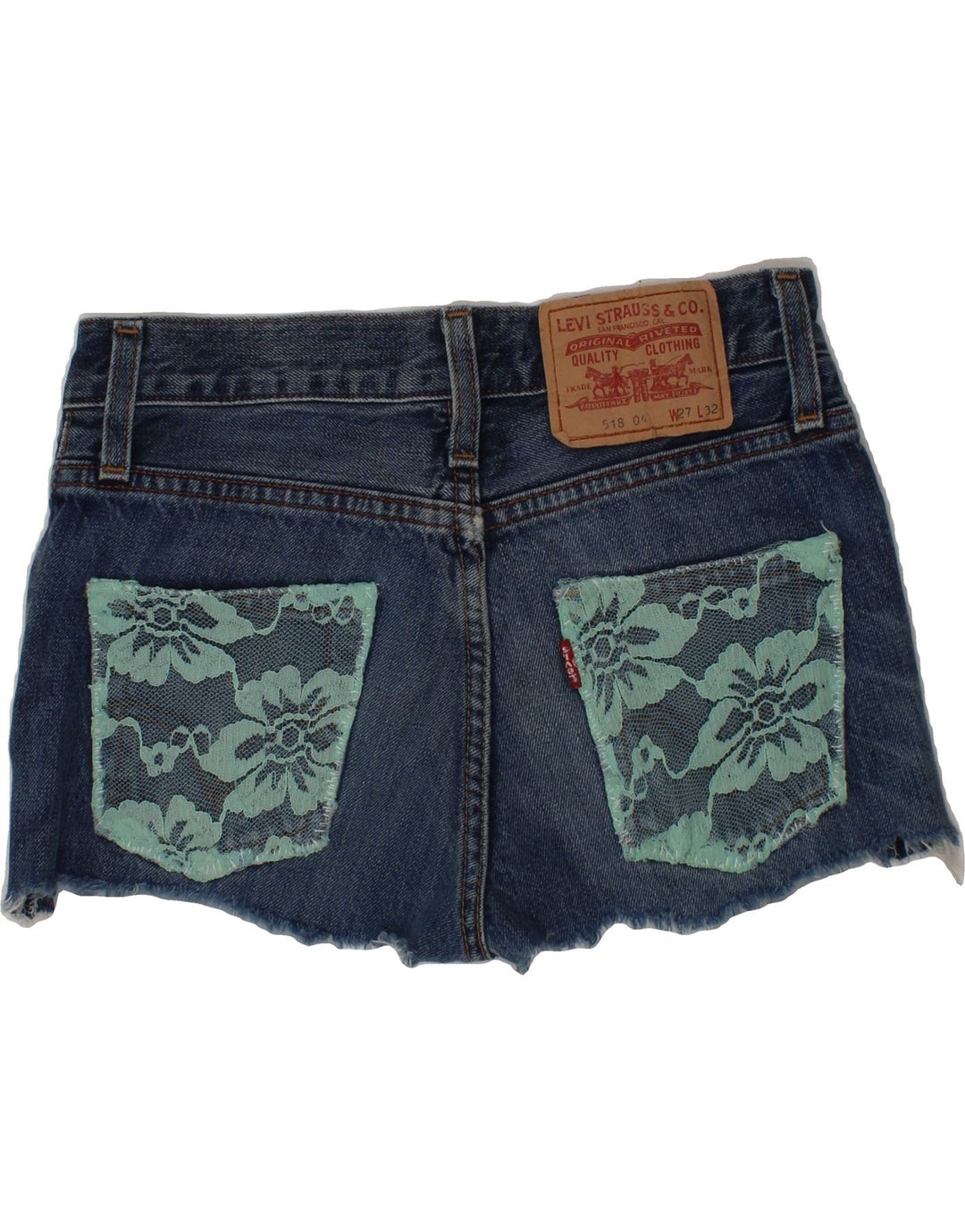 LEVI'S Womens 518 Denim Shorts W27 Small  Blue Floral Vintage Levi's and Second-Hand Levi's from Messina Hembry 