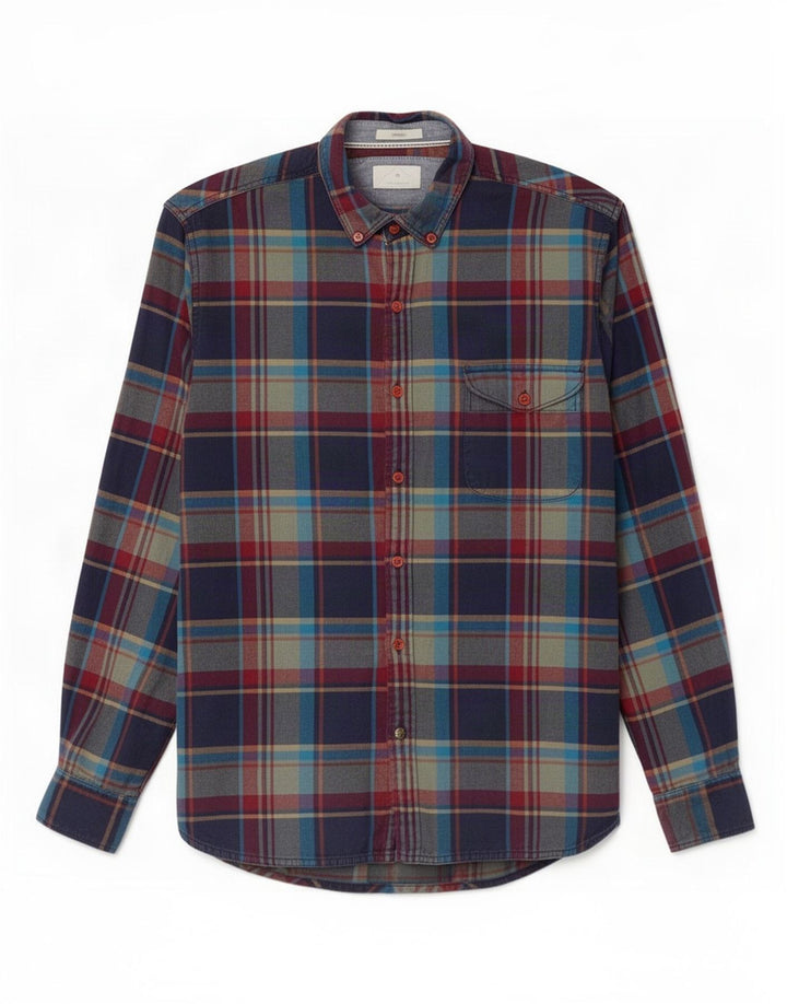 Chemise White Stuff Homme Flannel Coton à Carreaux Bleu Marine Moyen