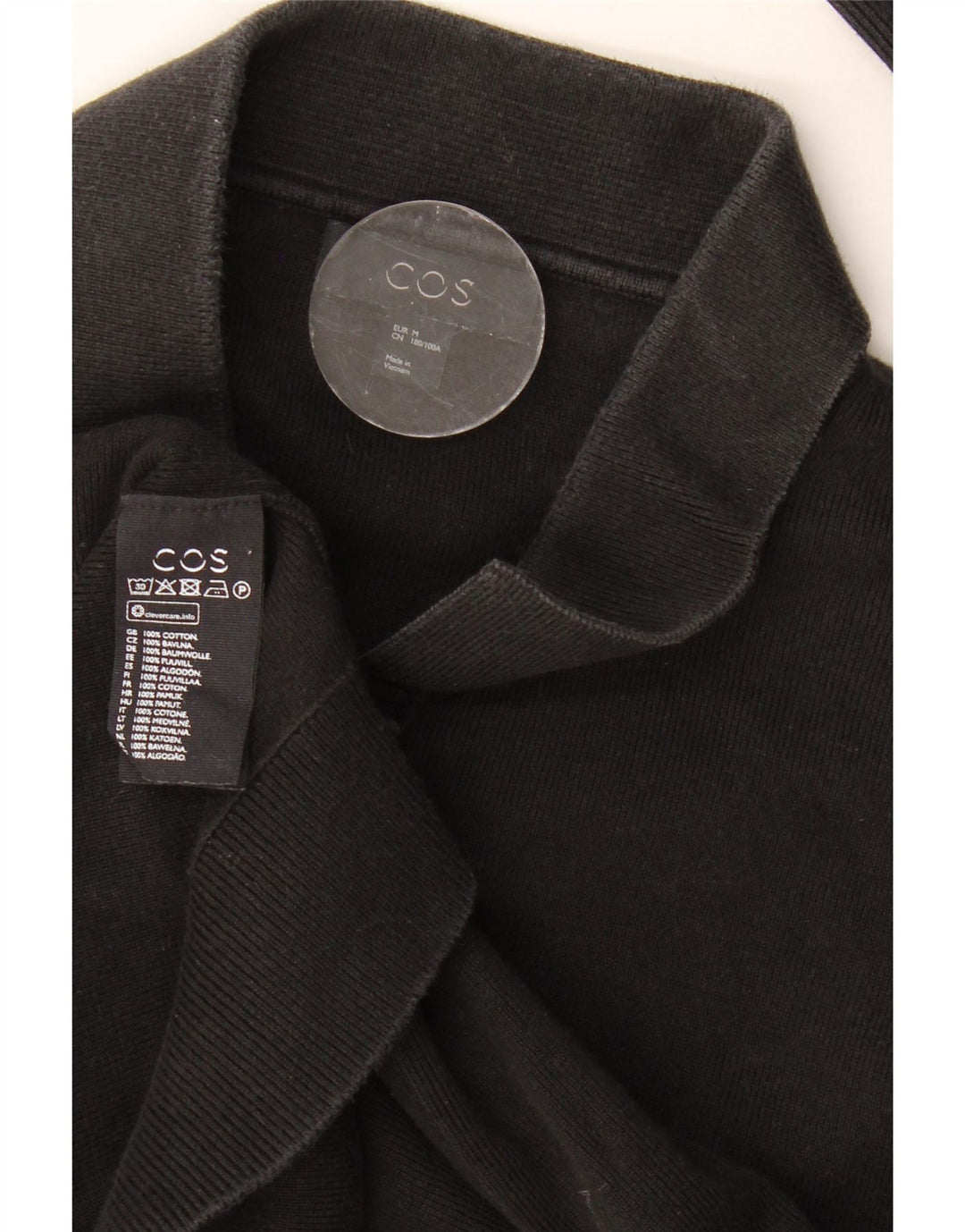 Cos Polo à Manches Longues Homme Noir Moyen Coton