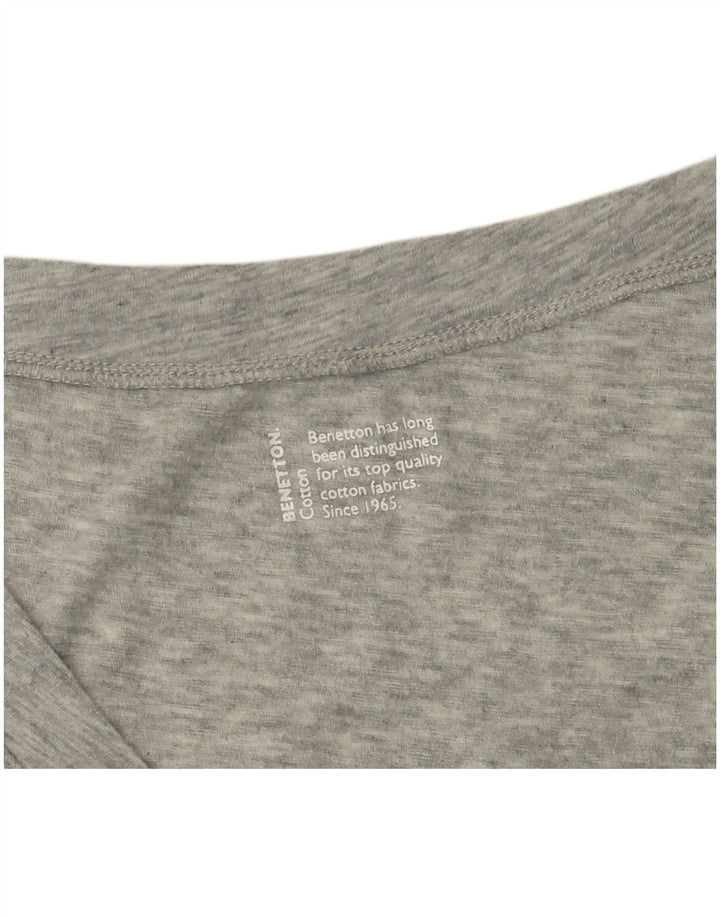 BENETTON T-shirt graphique pour femme UK 12 Gris moyen moucheté