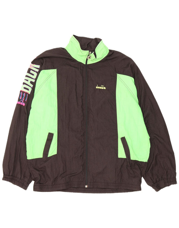 Diadora Veste de survêtement coupe ample graphique pour hommes, grand, noir, colour block