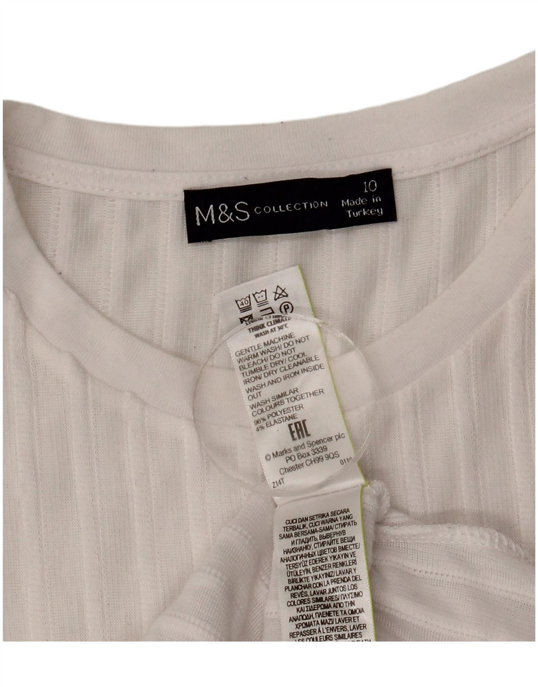 Marks & Spencer Haut surdimensionné à manches longues pour femme UK 10 Small Blanc