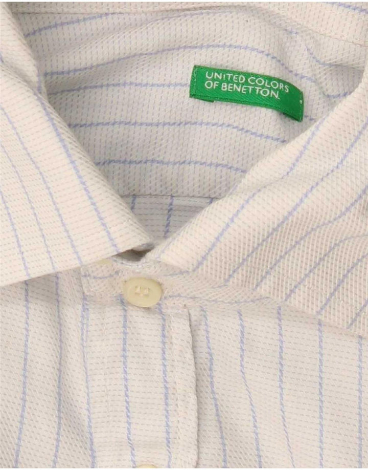 Benetton Chemise Homme Rayé Blanc Moyen
