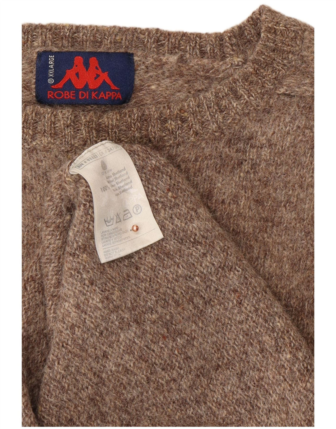 KAPPA Pull col rond pour homme 2XL en laine mouchetée marron