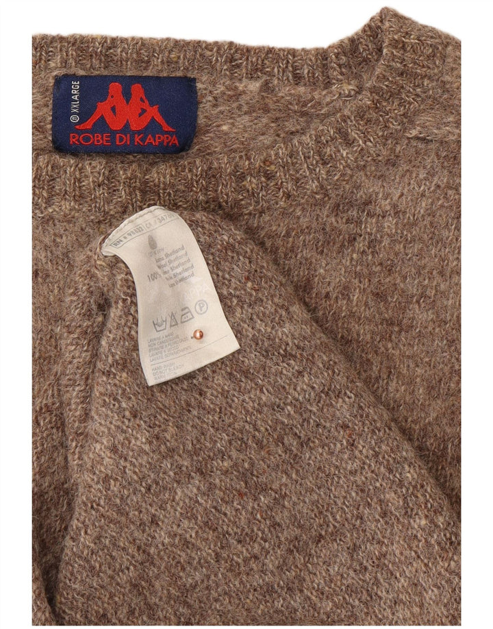 KAPPA Pull col rond pour homme 2XL en laine mouchetée marron