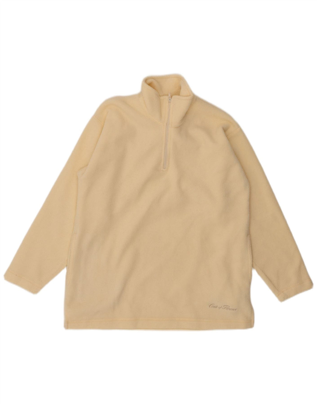 VINTAGE Pull Polaire Col Zippé Homme Blanc Cassé Moyen