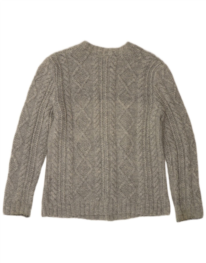 VINTAGE Pull Cardigan Femme UK 10 Petit Gris