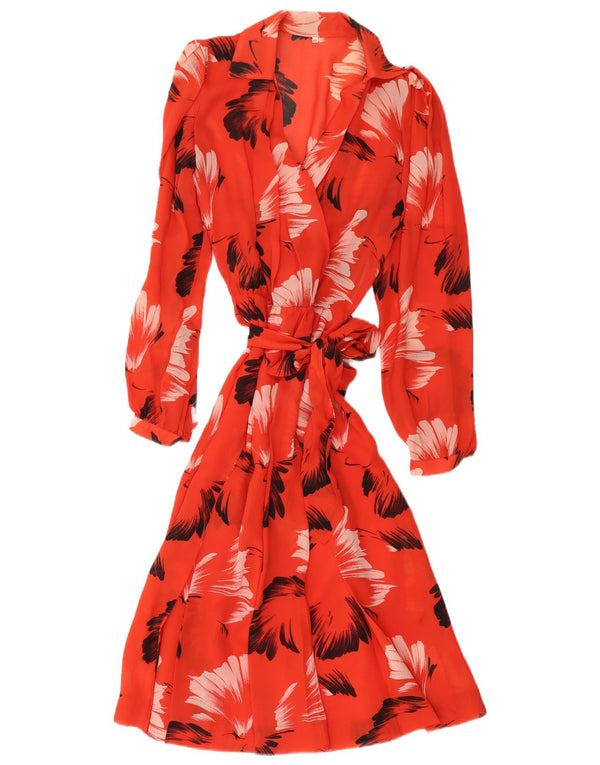 Vintage Womens Long Sleeve A-Line Dress IT 46 Large Red Floral