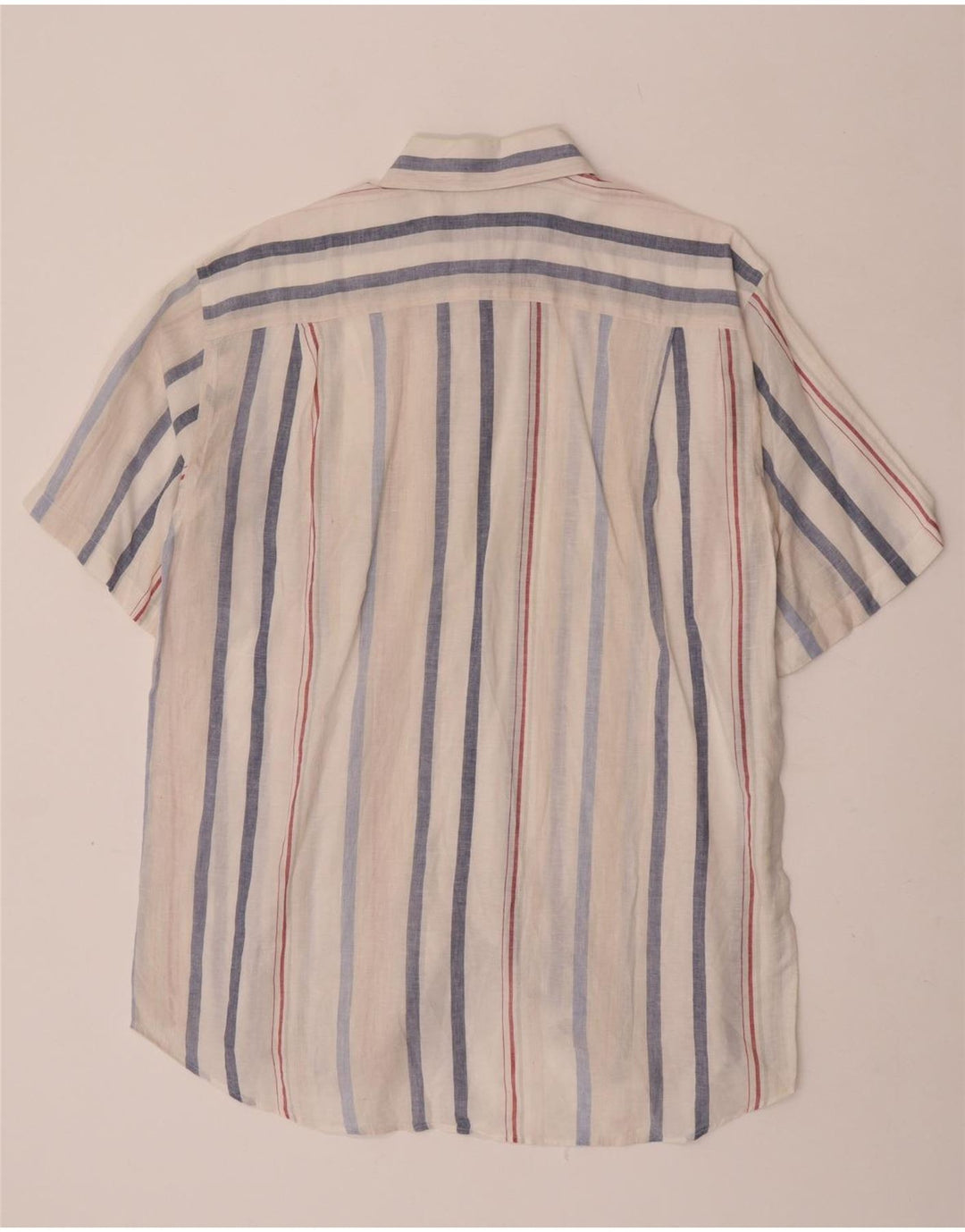 Lacoste Chemise à manches courtes pour homme Taille 42 Grand lin rayé blanc