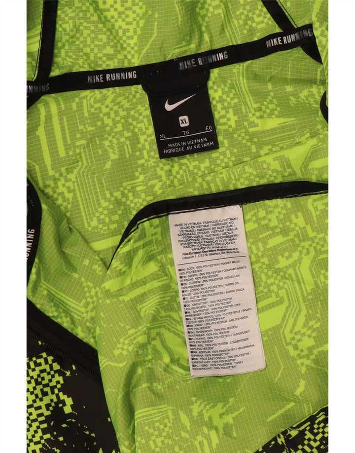 Nike Veste de pluie à capuche pour homme UK 42 XL Vert géométrique Polyester