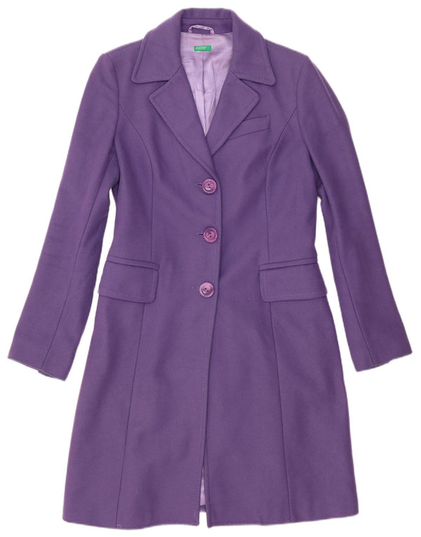 Benetton Veste blazer longue à 3 boutons pour femme UK 12 Violet moyen