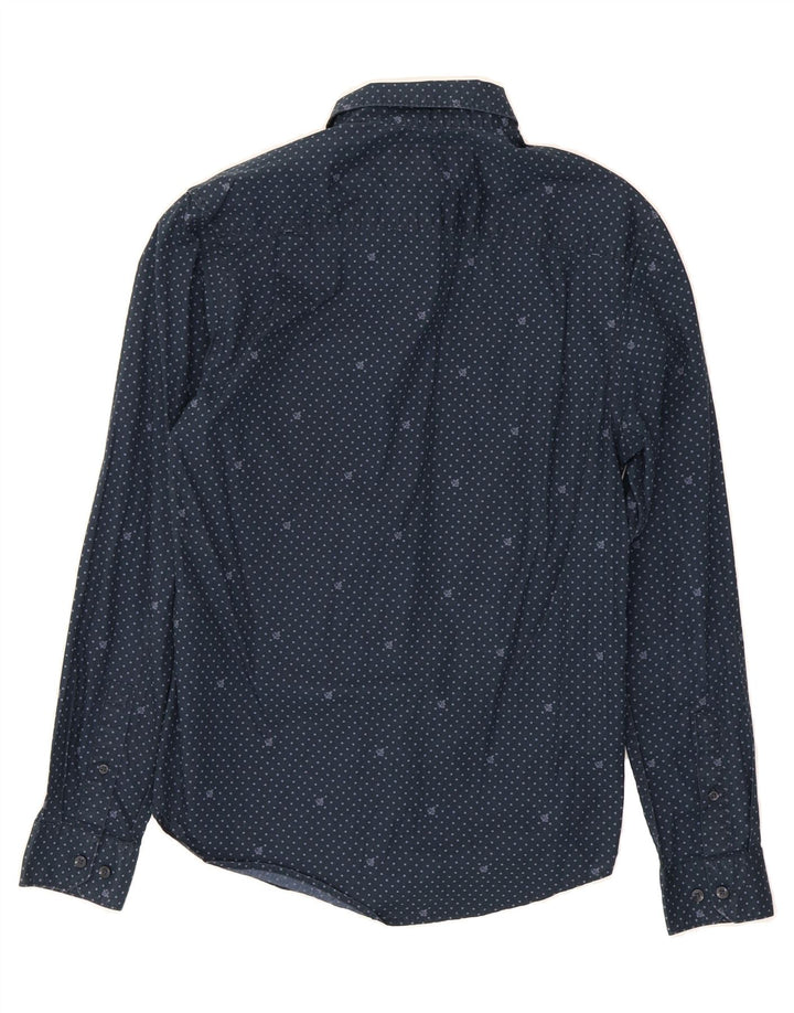 PENGUIN Mens Shirt Small Navy Blue Spotted Cotton Vintage Penguin and Second-Hand Penguin from Messina Hembry 