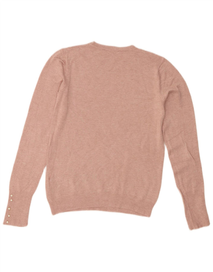 Zara Pull col rond pour femme UK 12 Viscose rose moyen