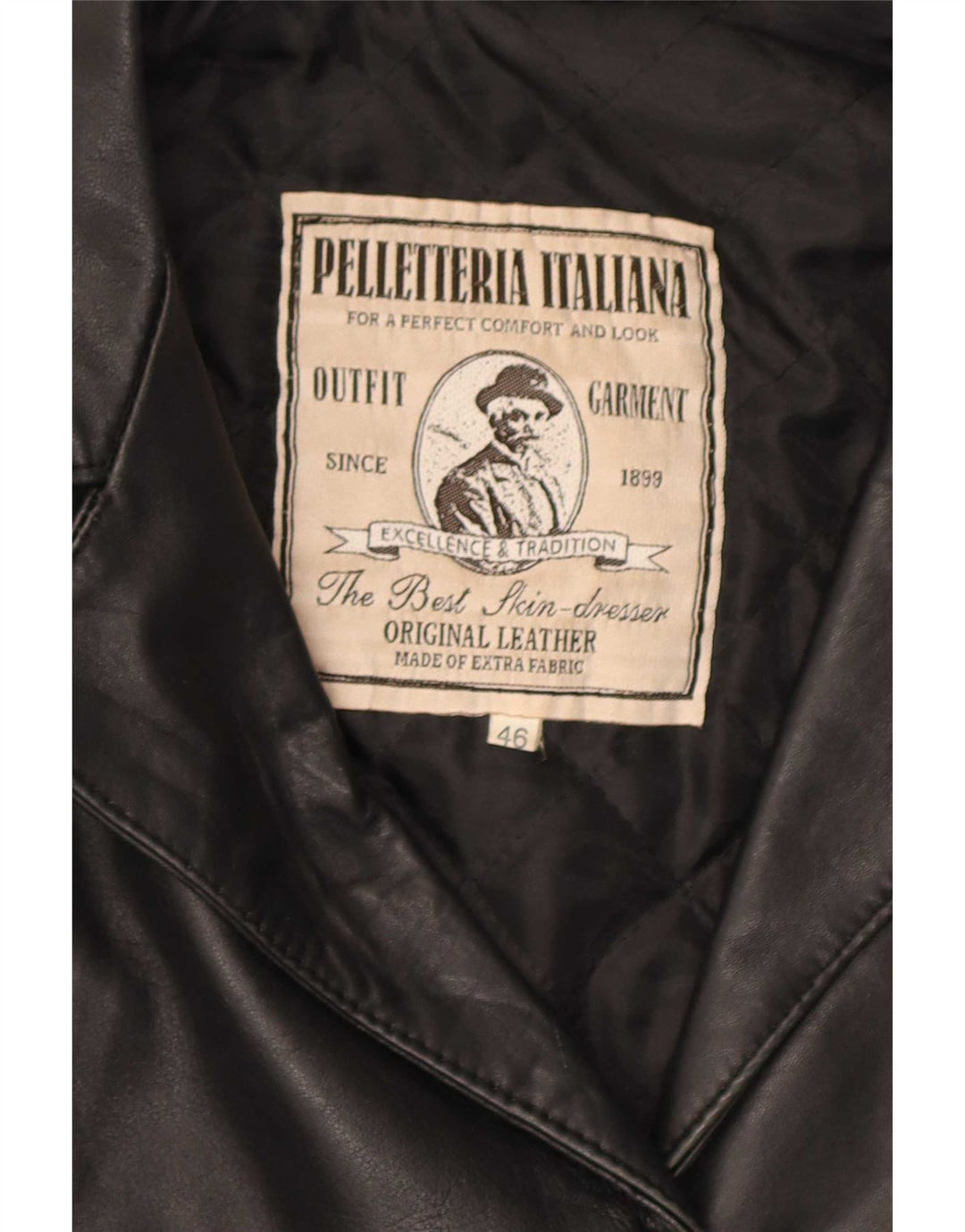 manteau en cuir femme vintage IT 46 Grand cuir noir