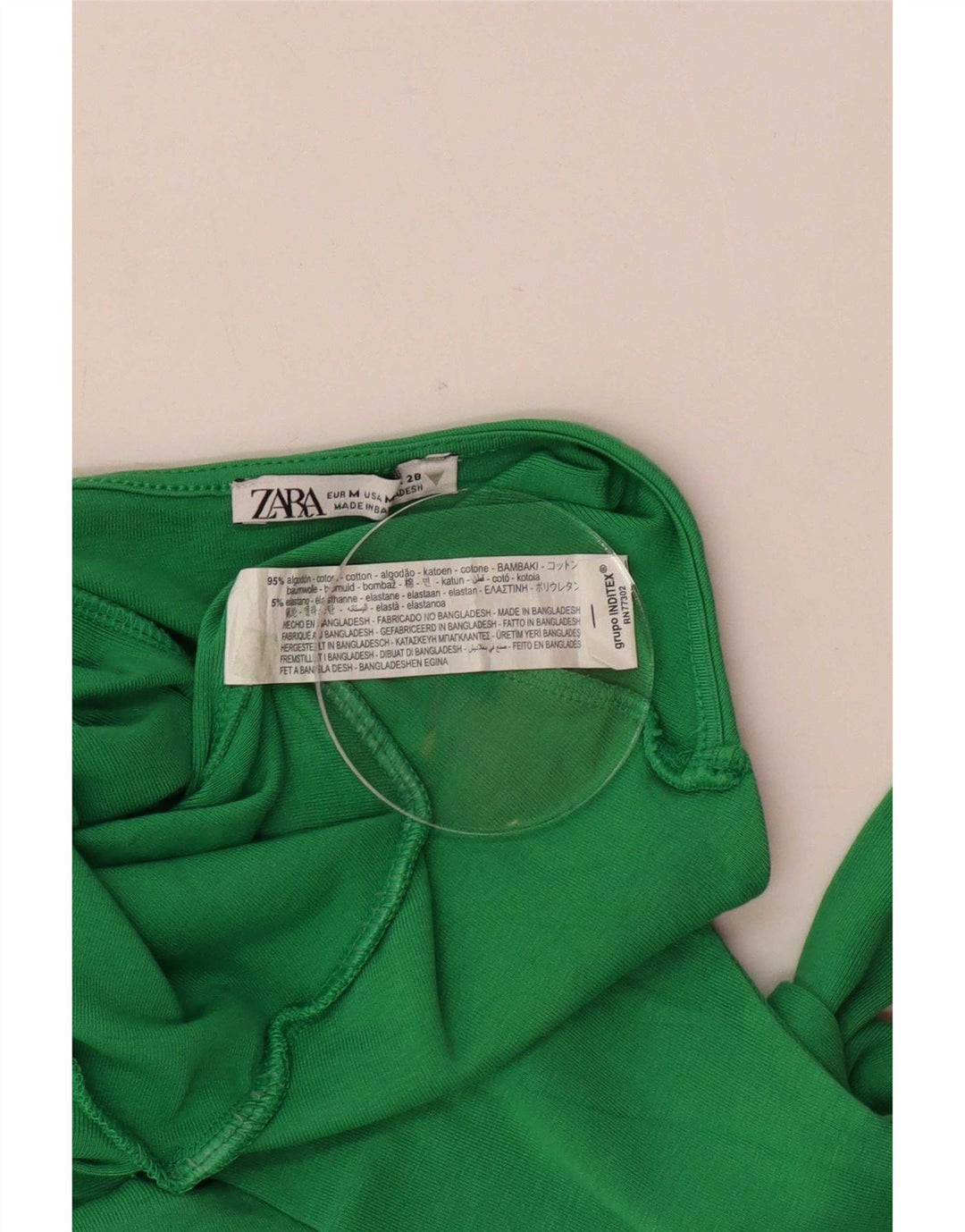 Zara Womens Crop Halter Top UK 12 Coton Vert Moyen