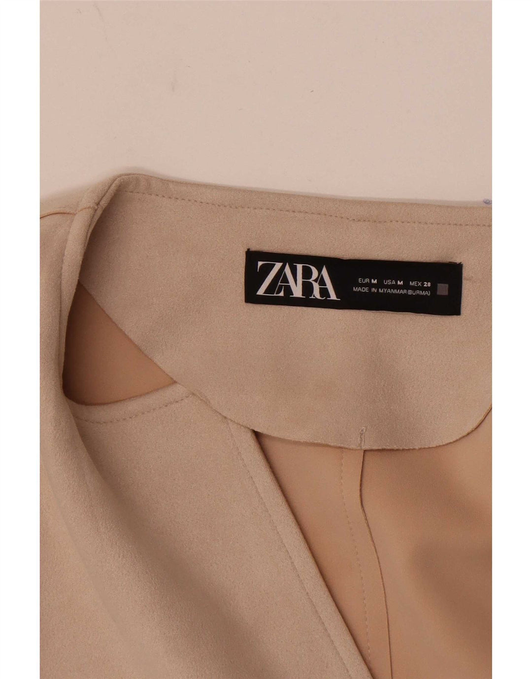 Zara Veste blazer ouverte à manches 3/4 pour femme UK 14 Beige moyen rayé