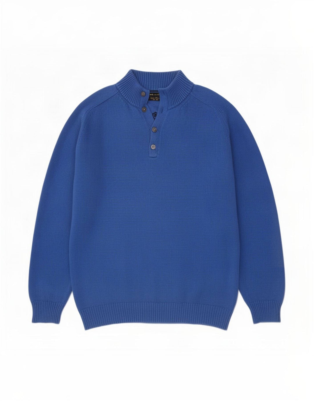 Massimo Dutti Pull à col boutonné pour homme 2XL Bleu Coton
