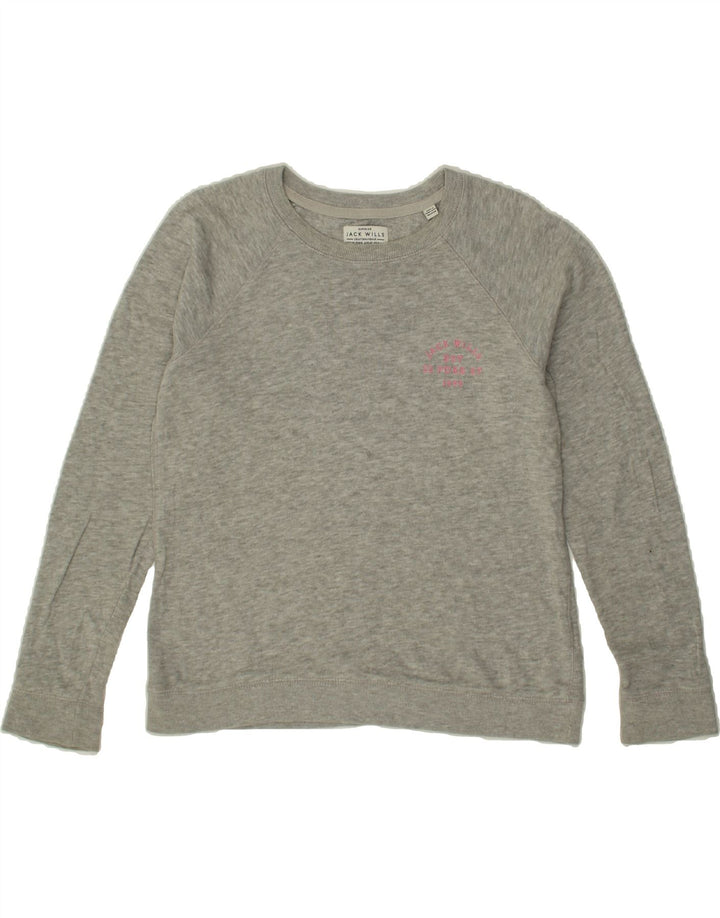 JACK WILLS Womens Sweatshirt Jumper UK 14 Large  Grey Cotton Vintage Jack Wills and Second-Hand Jack Wills from Messina Hembry 