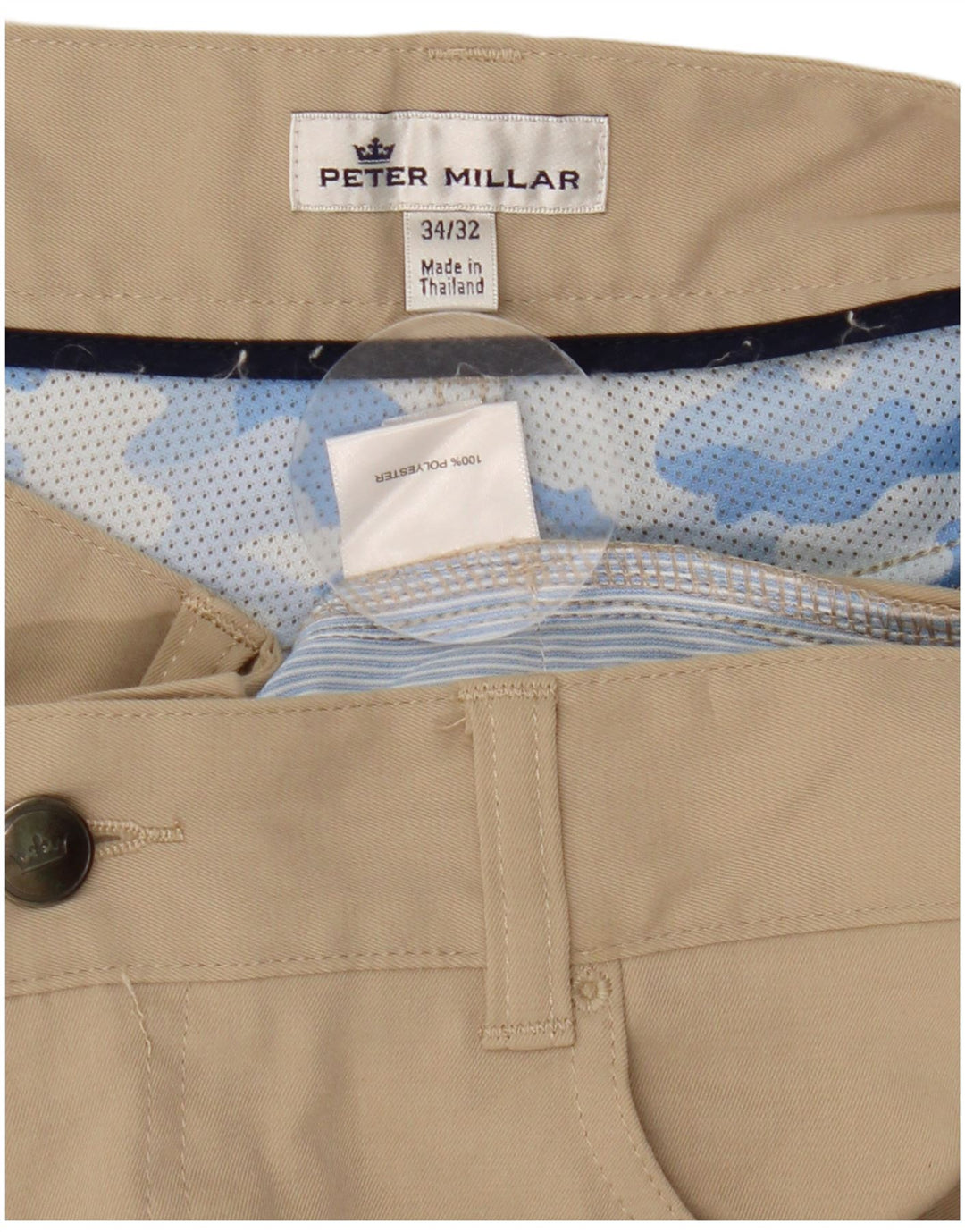 Peter Millar Pantalon décontracté droit pour homme W34 L28 Beige Polyester