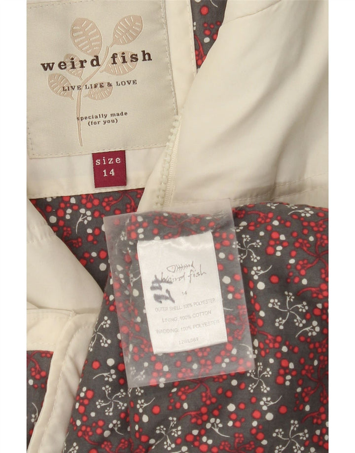 WEIRD FISH Gilet rembourré pour femme UK 14 Medium Off White Polyester