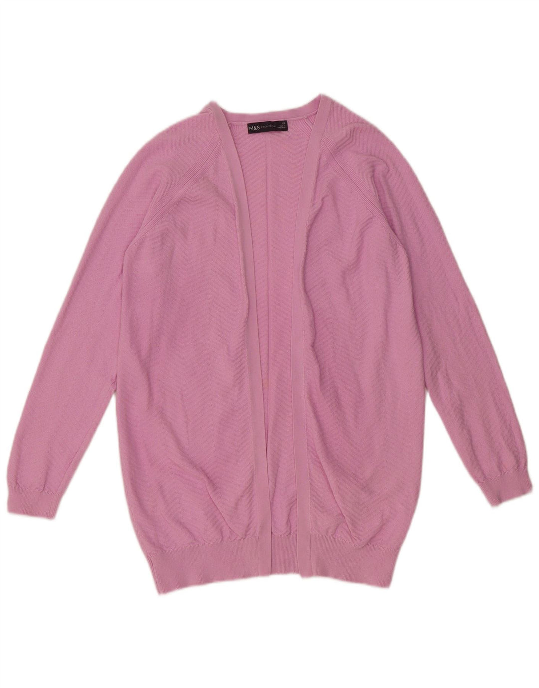MARKS & SPENCER Pull cardigan ouvert pour femme UK 10 Petit chevron rose